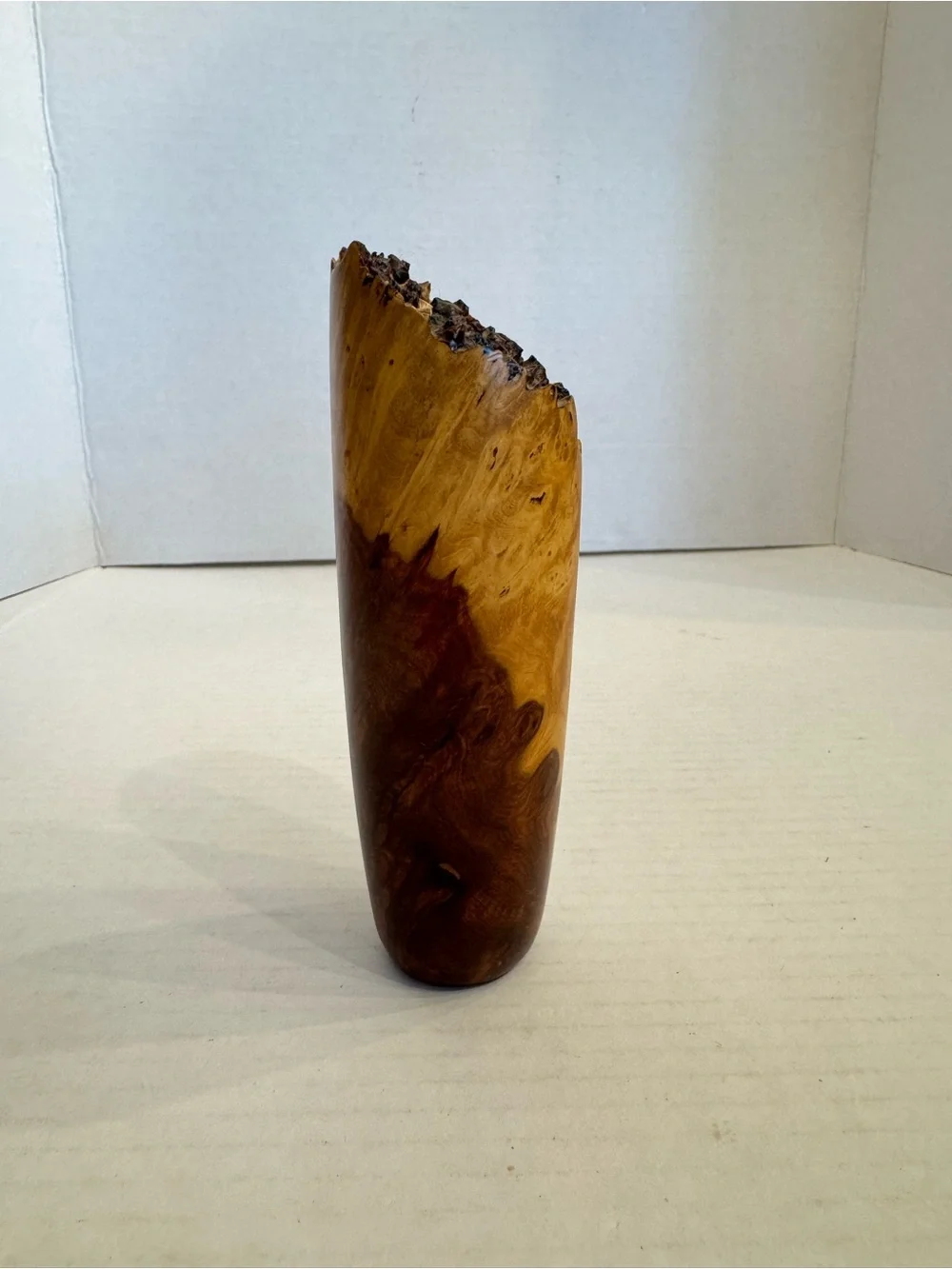 Amboyna Burl Wood Vase Natural Edge Flower Vase Artisan Crafted Sculpture Decor